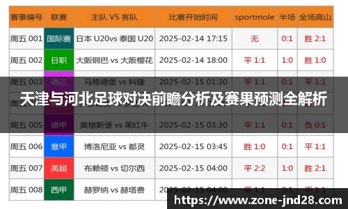 天津与河北足球对决前瞻分析及赛果预测全解析